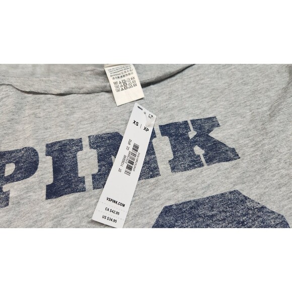 Victoria's Secret XS Grey 86 Campus Cotton Off The Shoulder Tee NWT - Picture 2 of 9